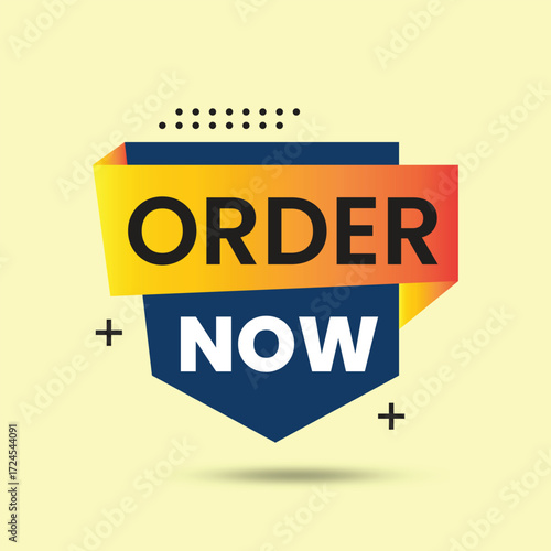 Eye catching order now sticker design for marketing campaign and advertisement needs