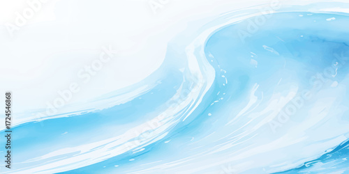 Abstract Watercolor Seascape with Blue Ocean Wave Splash and Dynamic Marine Motion for Nature Inspired Summer Background and Artistic Design