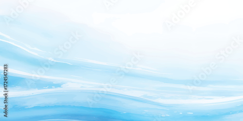 Bright Blue Ocean Watercolor Wave Illustration with Splashing Fluid Sea Texture and Artistic Summer Marine Background for Abstract Design Art