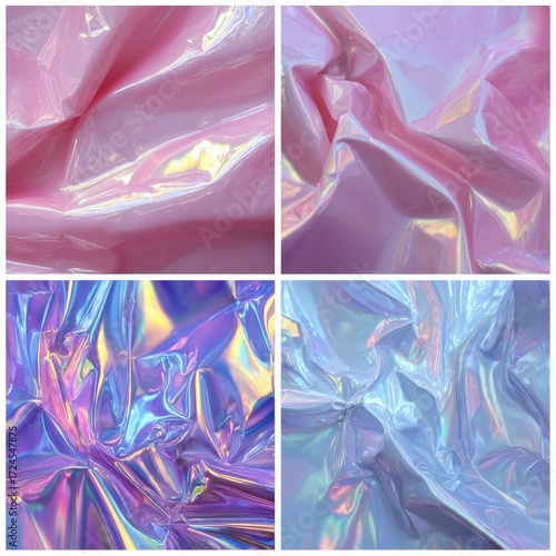 Four panels of iridescent fabric