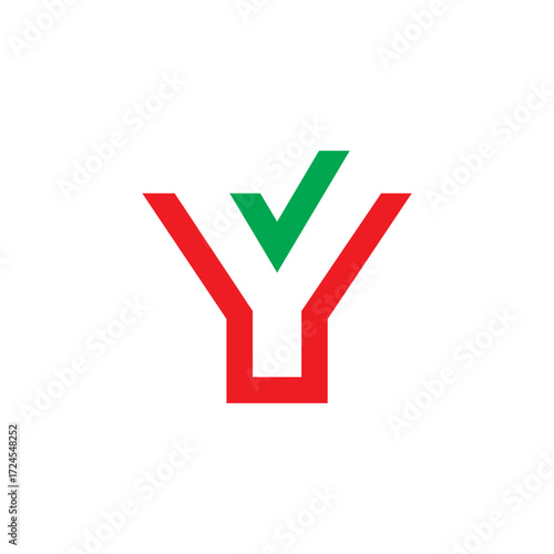 Y with tick logo vector template
