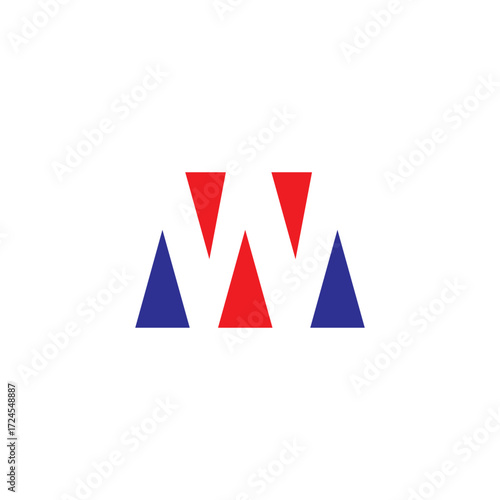 W abstract logo eith negative space vector template