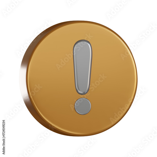 Notification 3d icon alert button with exclamation mark