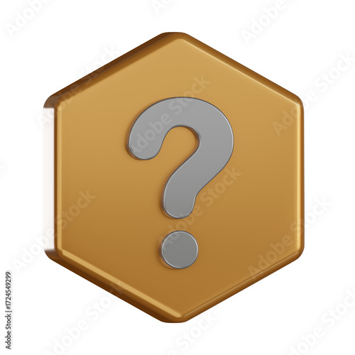 3d notification icon question mark hexagon badge