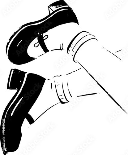 Black and white illustration of two shoes