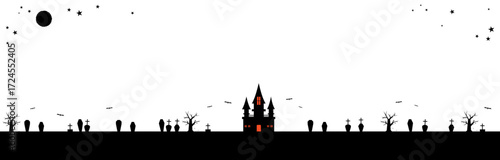 秋素材　ハロウィンのバナーフレーム背景　月と星