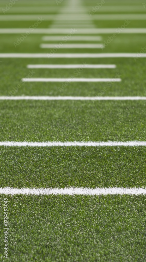 Obraz premium Professional Synthetic Turf Football Field with Crisp Yard Lines and Modern High-Quality Texture for Sports Marketing and Athletic Brand Advertising