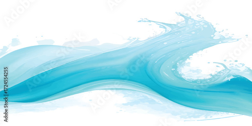 Blue Watercolor Ocean Wave with Abstract Foamy Splash and Artistic Fluid Motion Background for Creative Seascape and Modern Marine Design