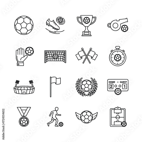 Soccer Icons A Collection of Line Art Graphics for Sports Fans