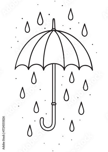 coloring book umbrella with raindrops for kids coloring page