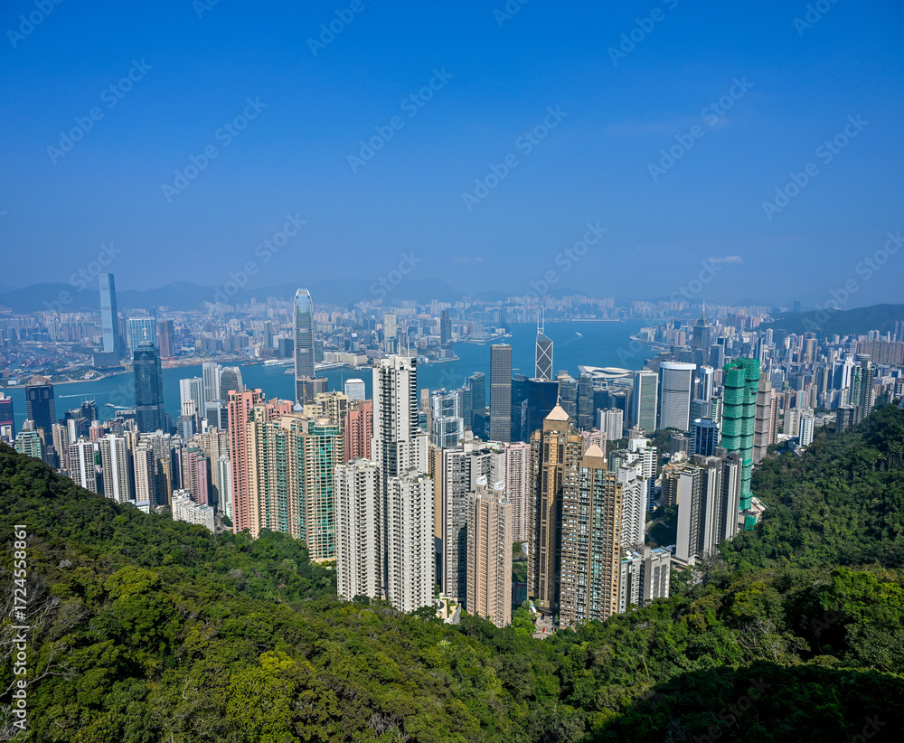 Fototapeta premium Night view of Victoria Harbour in the core area of the Hong Kong Special Administrative Region