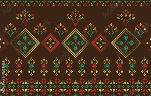 Ethnic Pattern. Ethnic India Bhandhani seamless pattern for embroidery, textile decoration and tile design.