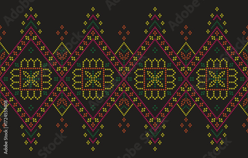 Ethnic Pattern. Ethnic India Bhandhani seamless pattern for embroidery, textile decoration and tile design.