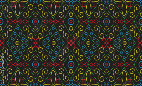 Ethnic Pattern. Ethnic India Bhandhani seamless pattern for embroidery, textile decoration and tile design.