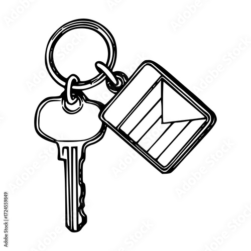 vector illustration of a key with a flag keychain