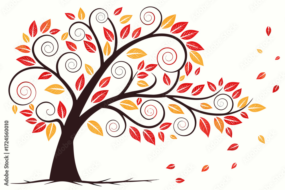 Obraz premium abstract autumn tree with colorful leaf