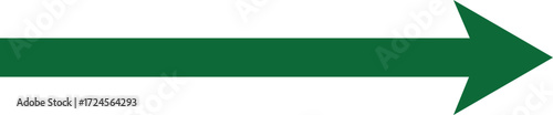 Simple dark green arrow pointing right direction and indicating progress forward