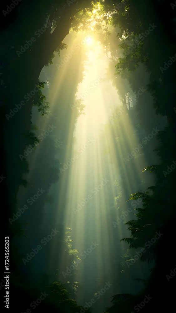 Obraz premium Mystic Aurora over Forest Landscape 1 