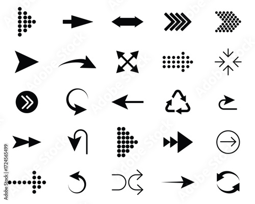 Arrow icon set, arrow cursor collection. Modern simple arrows. Vector illustration. 