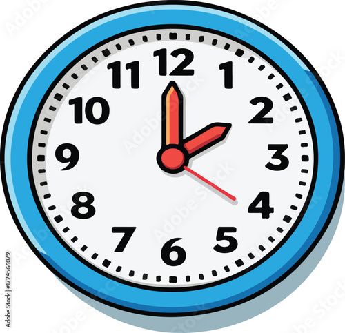 Time management visualization with a classic clock face displaying twelve o'clock, perfect for deadlines, scheduling, and productivity themes
