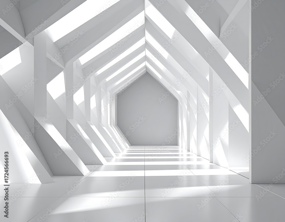 Fototapeta premium White architectural interior hallway