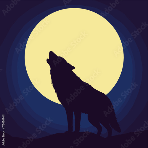wolf howling at night