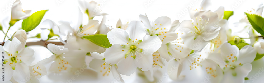 Obraz premium Bright spring blossoms glowing with white delicate petals and freshness