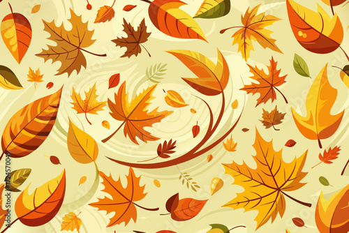 Wallpaper Mural Autumn fall leaves swirling vector pattern icon set scalable illustration for seasonal design Torontodigital.ca