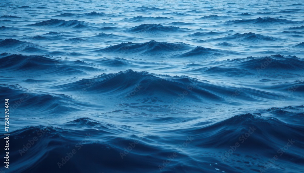 Naklejka premium Soft Sapphire Ocean Waves Background, Evoking Calm and Tranquility