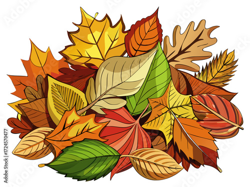 Autumn leaf bundle vector illustration crunchy dried foliage scalable graphics for fall seasonal designs