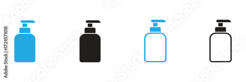 Simple Illustration of a Dispenser Bottle in Three Color Variations