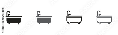 Modern bathtub icons in varying styles offer a sleek and sanitary design for bathroom and home decor, promoting relaxation and wellness in your space.
