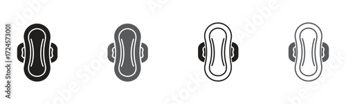 Modern feminine hygiene icons for menstrual health and wellness. Promote comfort and confidence with sanitary products during menstruation and monthly cycle.