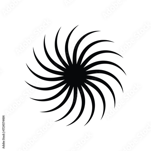 Rays, beams element. Sunburst, starburst shape on white. Radiating, radial, merging lines. Abstract circular geometric shape. Vector icons. EPS 10 .