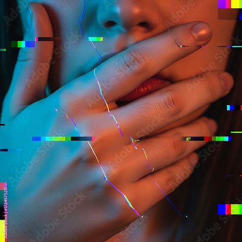 Digital Glitch Art Depicting Censorship, Secrecy and Futuristic Aesthetics