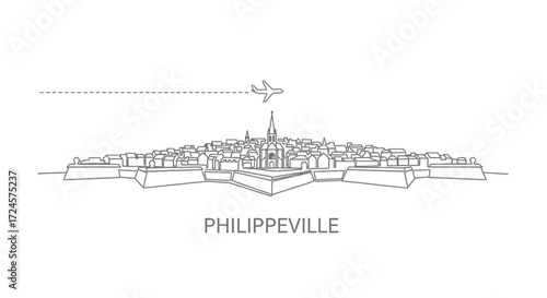 Philippeville skyline Simple outline.