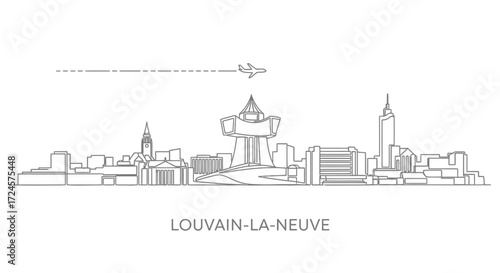 LouvainlaNeuve skyline Outline Vector.