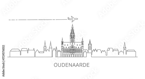 Oudenaarde Skyline with Belgium Airplane flight.
