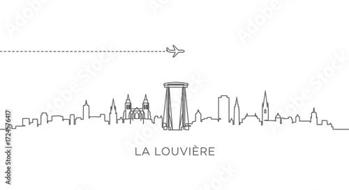 La Louvire skyline with minimal, and flight path.