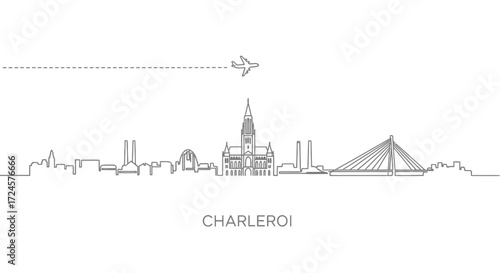 Charleroi Skyline Minimal city outline Flight.