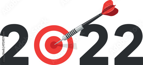 2022 Target Dartboard Success Goal Achievement Concept.