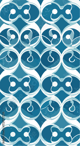 Abstract geometric pattern with repeating shapes in shades of blue creating a visual design.