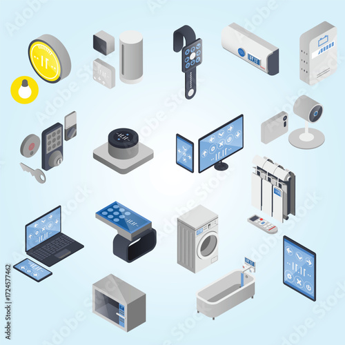 Isometric Smart Home Appliances Gadgets Technology Concept Design Illustration