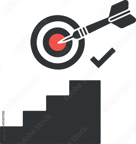 Achieving goals with precision and accuracy hitting the target with a dart.