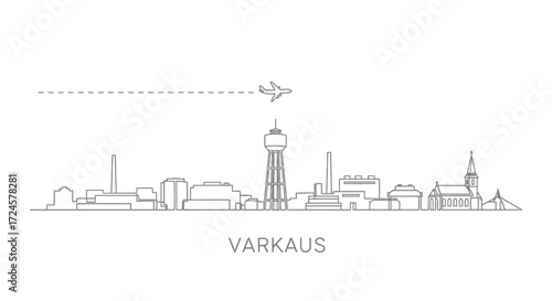 Varkaus Skyline with Airplane and Water Tower