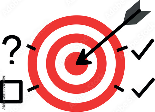 Arrow hitting the bullseye representing goals and success.