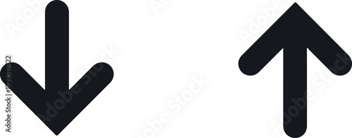 Arrows pointing up and down simple black symbols on white background.
