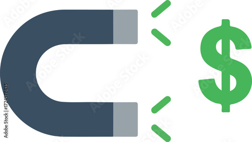 Attracting Money Concept with Magnet and Dollar Sign.