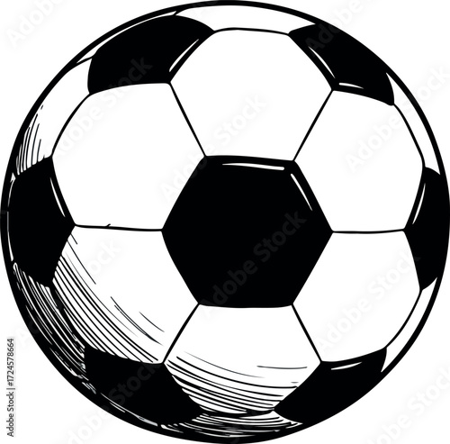 Black and white soccer ball illustration perfect for sports related projects.