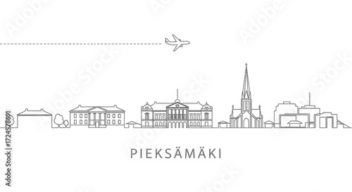 Pieks?m?ki Skyline with Airplane Icon